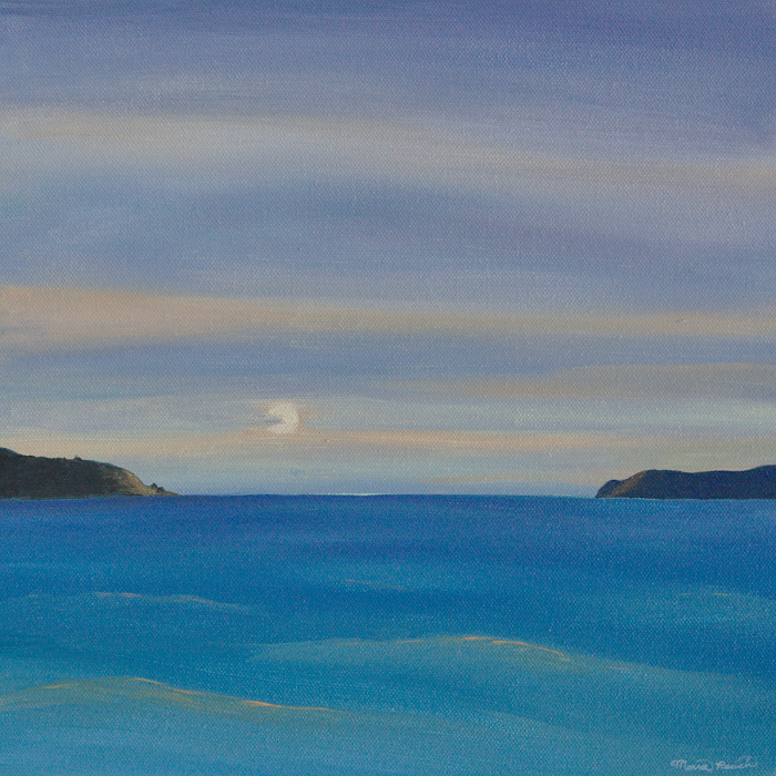 Painting of a sunset over water