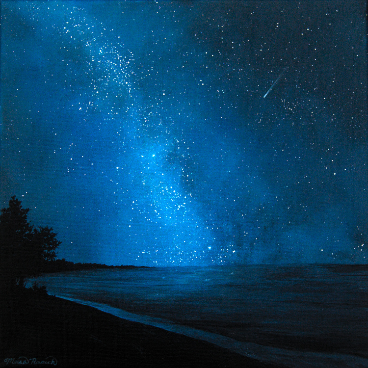Painting of the Milky Way reflected over water